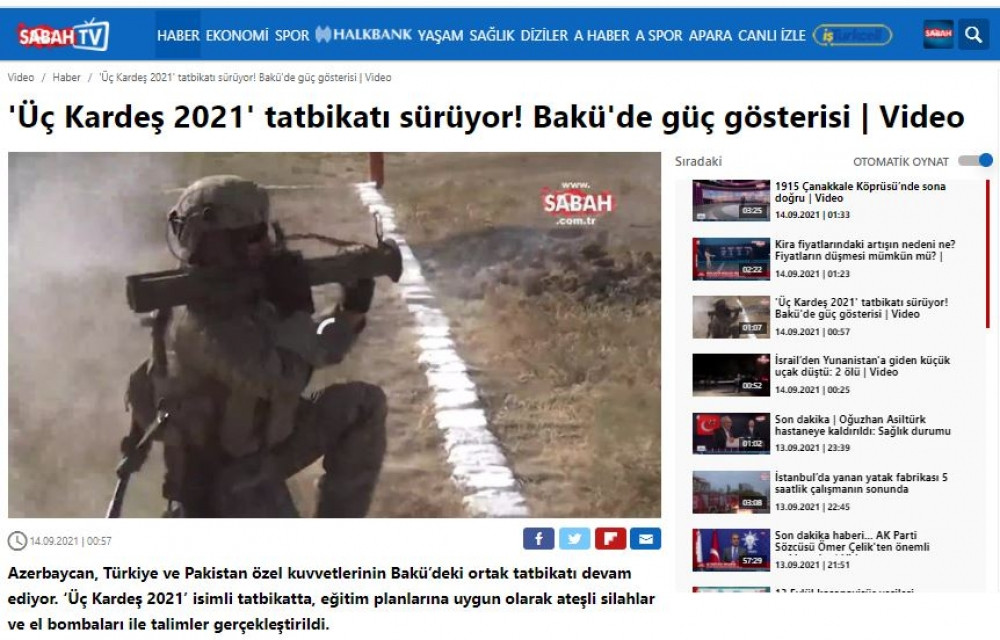 Türkiyə mediası “Üç Qardaş – 2021” beynəlxalq təlimi barədə materiallar yaymaqda davam edir<font color=red> - FOTOLAR</font>