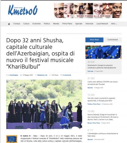 İtaliya mətbuatında “Xarıbülbül” musiqi festivalı haqqında məqalələr yayımlanıb