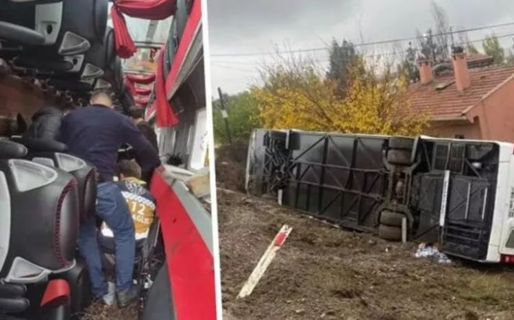 Türkiyədə avtobusun aşması nəticəsində yaralananların sayı 33-ə çatıb