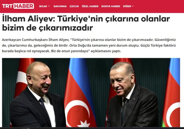 Türkiyə mediası Prezident İlham Əliyevin müsahibəsinə geniş yer ayırıb